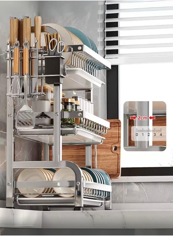 Generic Kitchen Dish Drying Rack with Dish Drainer Stainless Steel Tray Rack Storage Organizer 3 Tier  - Image 2