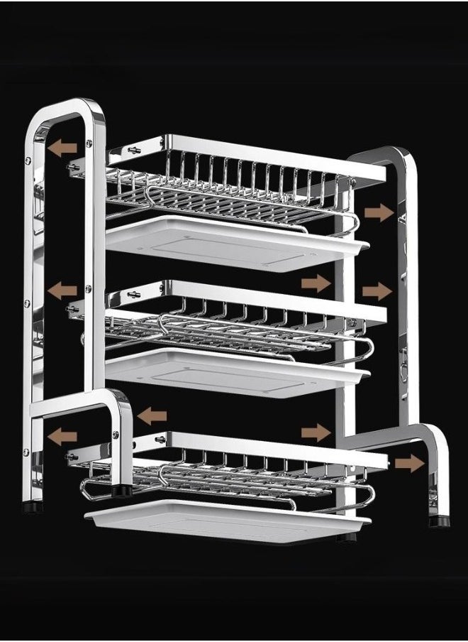 Generic Kitchen Dish Drying Rack with Dish Drainer Stainless Steel Tray Rack Storage Organizer 3 Tier  - Image 4