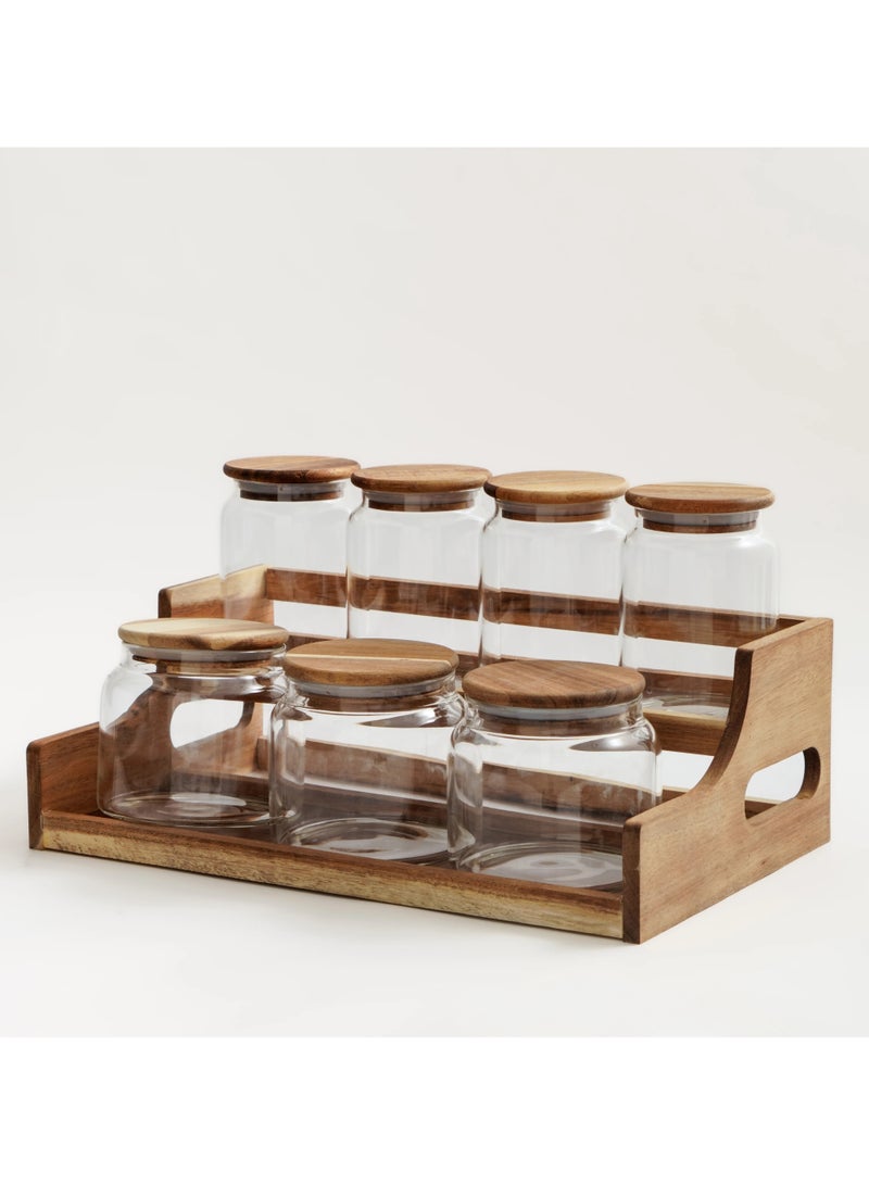 طقم بهارات 8 قطع مع حامل خشب السنط - Image 2