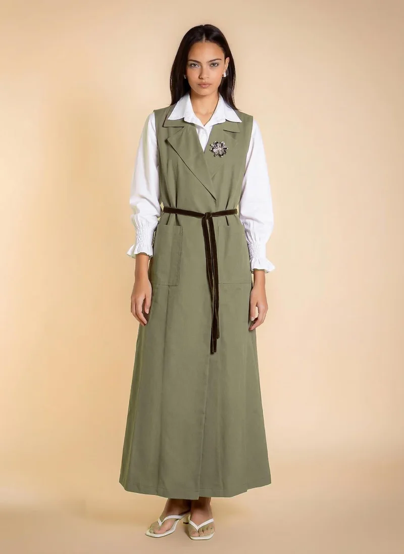 شايبس DETAILED MAXI DRESS WITH BELT