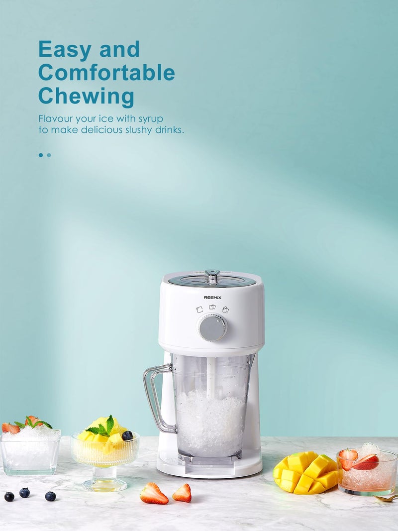 Reemix Shaved Ice Machine, Electric Ice Shaver and Snow Cone Machine with Large Capacity Storage, Portable Ice Crusher Ice Thickness Can be Adjusted (White) - Image 2
