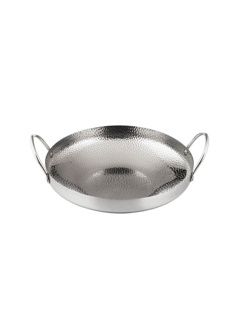 اباريك الصفا صينية أو طبق دائري فضي اللون بتصميم أنيق ومزخرف - Image 1