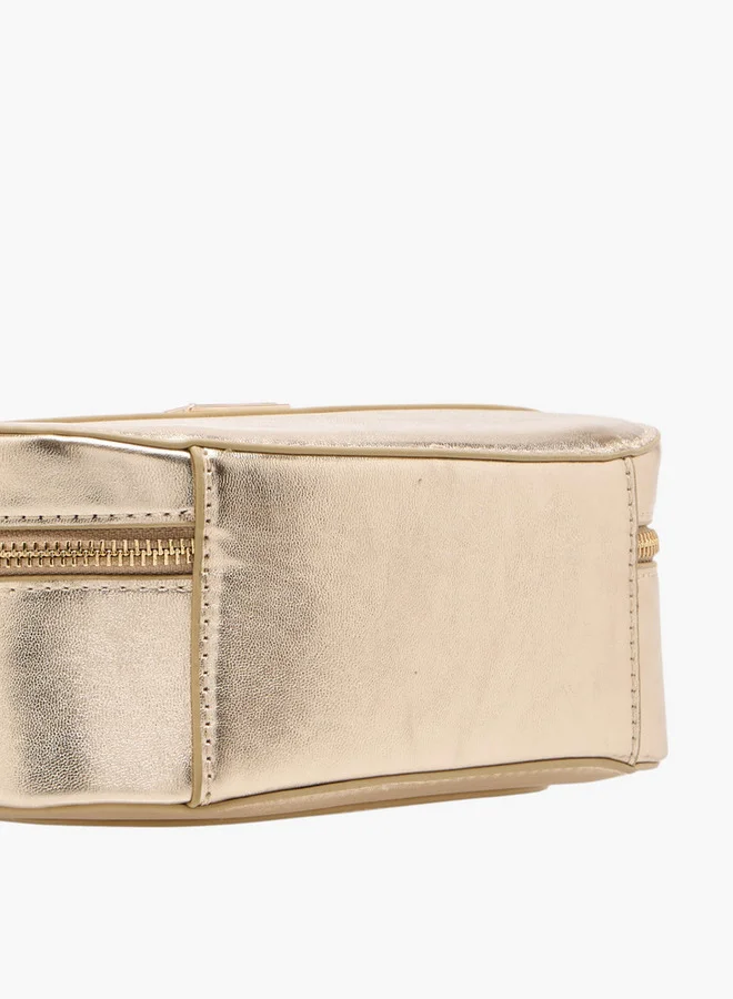 Flora Bella By Shoexpress Women's Solid Crossbody Bag with Zip Closure and Detachable Strap