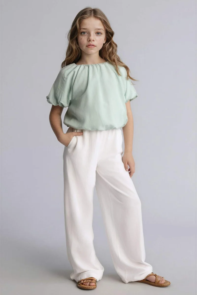 ديفاكتو Wide Leg Linen Blended Trousers