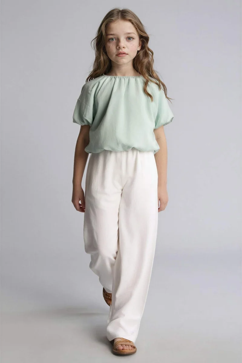 ديفاكتو Wide Leg Linen Blended Trousers