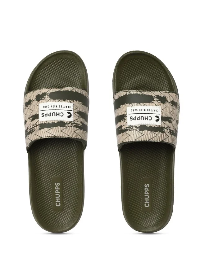 CHUPPS CHUPPS Green Beige Sliders for Men