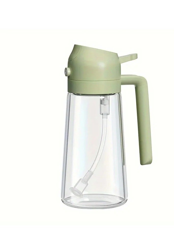 wowofa 2 In 1 Oil Sprayer Glass 470ml Oil Sprayer Dispenser for Cooking Green  - Image 1