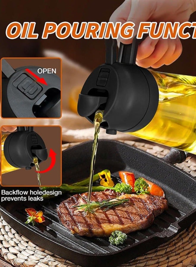 wowofa 2 In 1 Oil Sprayer Glass 470ml Oil Sprayer Dispenser for Cooking Green  - Image 4