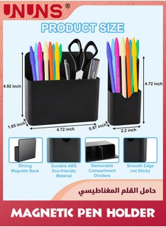 UNUNS Magnetic Pen Holder,2 Pack Magnetic Dry Erase Marker Holder With Generous Compartments,Strong Magnet Storage Marker Pen Pencil Organizer For Refrigerator,Locker Accessories  - Image 2