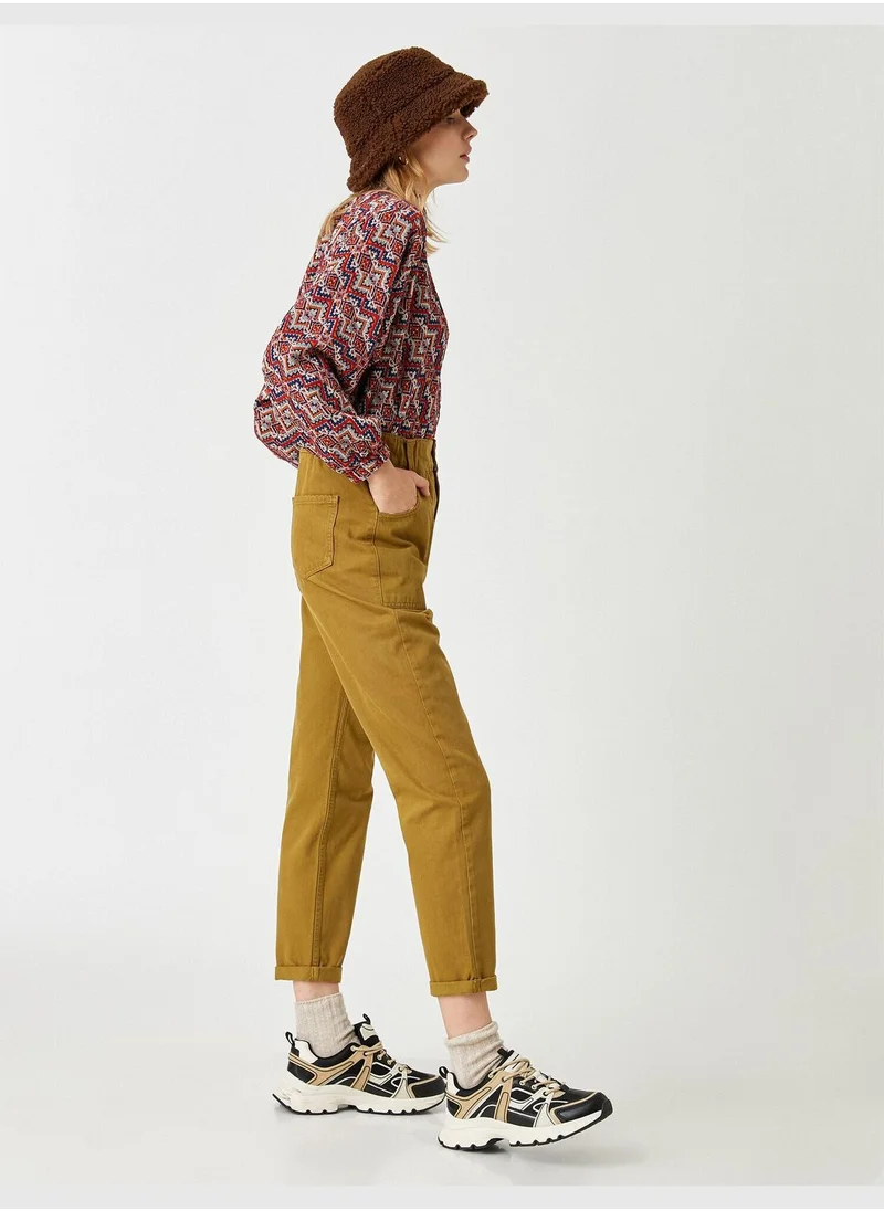 كوتون Elastic Waist Pocket Trousers - Slouchy Jean