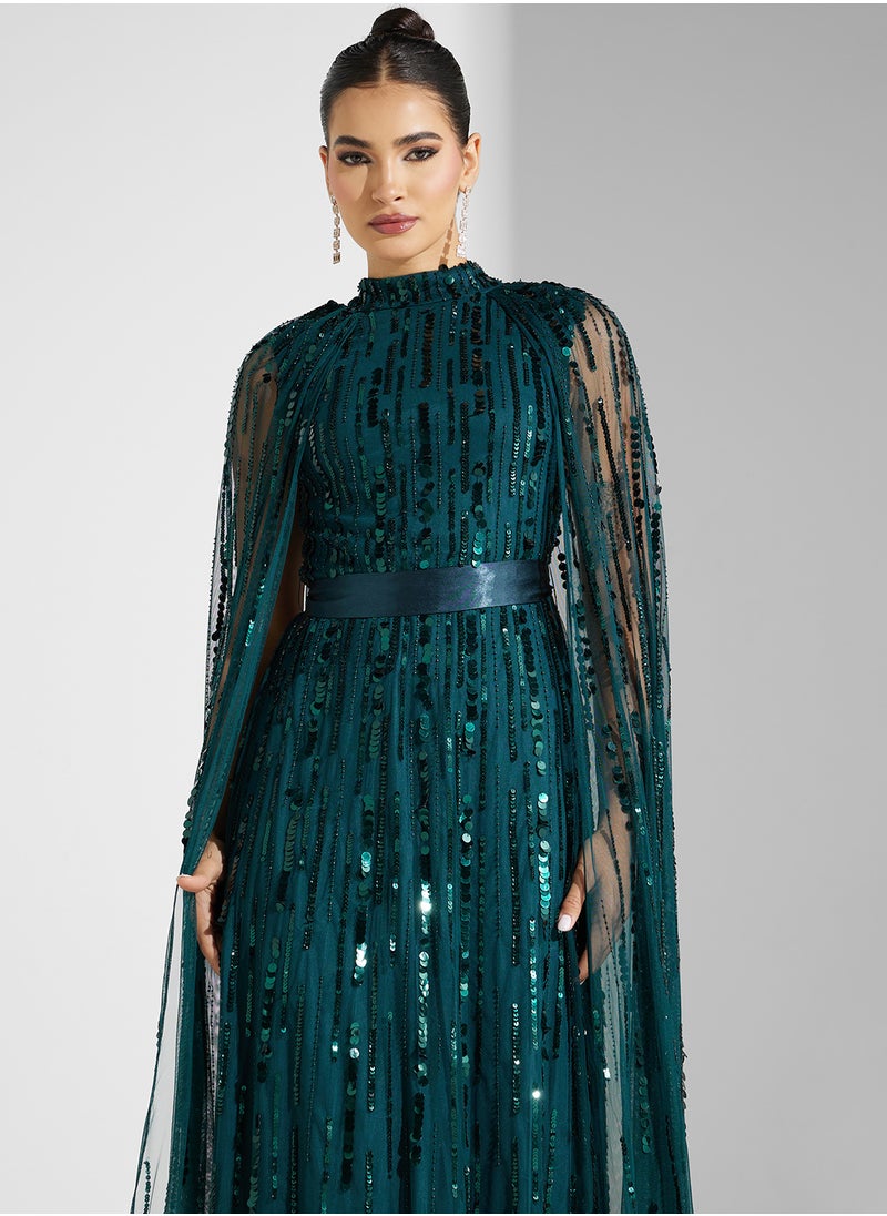 Amelia Rose High Neck Sequin Maxi Dress  - Image 3