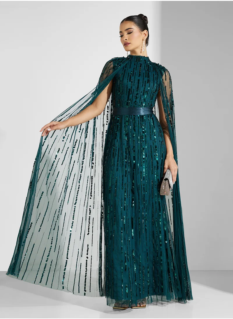 اميليا روز High Neck Sequin Maxi Dress