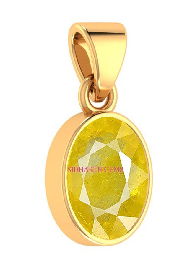 SIDHARTH GEMS 6.25 Ratti/5.20 Carat Natural Yellow Sapphire Gemstone Pendant/Gold Plated Locket for Men and Women - Image 2