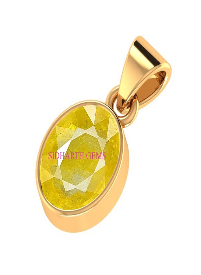 SIDHARTH GEMS 6.25 Ratti/5.20 Carat Natural Yellow Sapphire Gemstone Pendant/Gold Plated Locket for Men and Women - Image 3