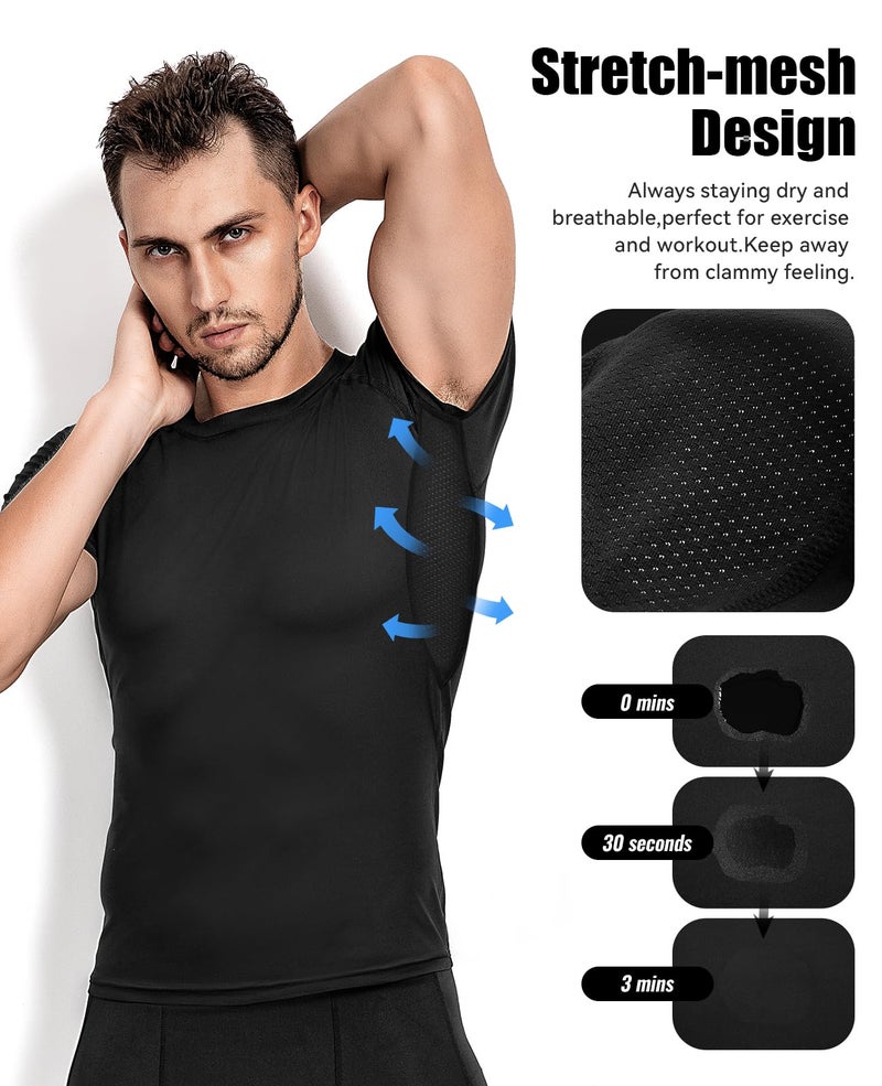 Niksa Men's Compression Shirts 1 Pack, Short Sleeve Athletic Compression Tops Cool Dry Workout T Shirt, Rash Guard Base Layer Undershirt - Image 3