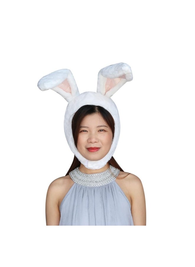 Bestjybt Bestjybt Plush Funny Bunny Rabbit Ears Hood Women Costume Party Hats for Cosplay Halloween  - Image 2