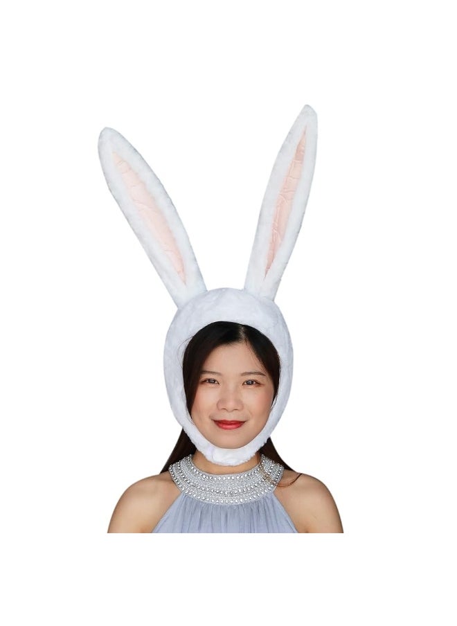 Bestjybt Bestjybt Plush Funny Bunny Rabbit Ears Hood Women Costume Party Hats for Cosplay Halloween  - Image 1