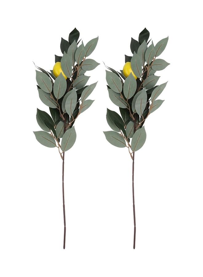 Generic 2-Piece Artificial Lemon Plant Branches Green/Brown/Yellow  - Image 1