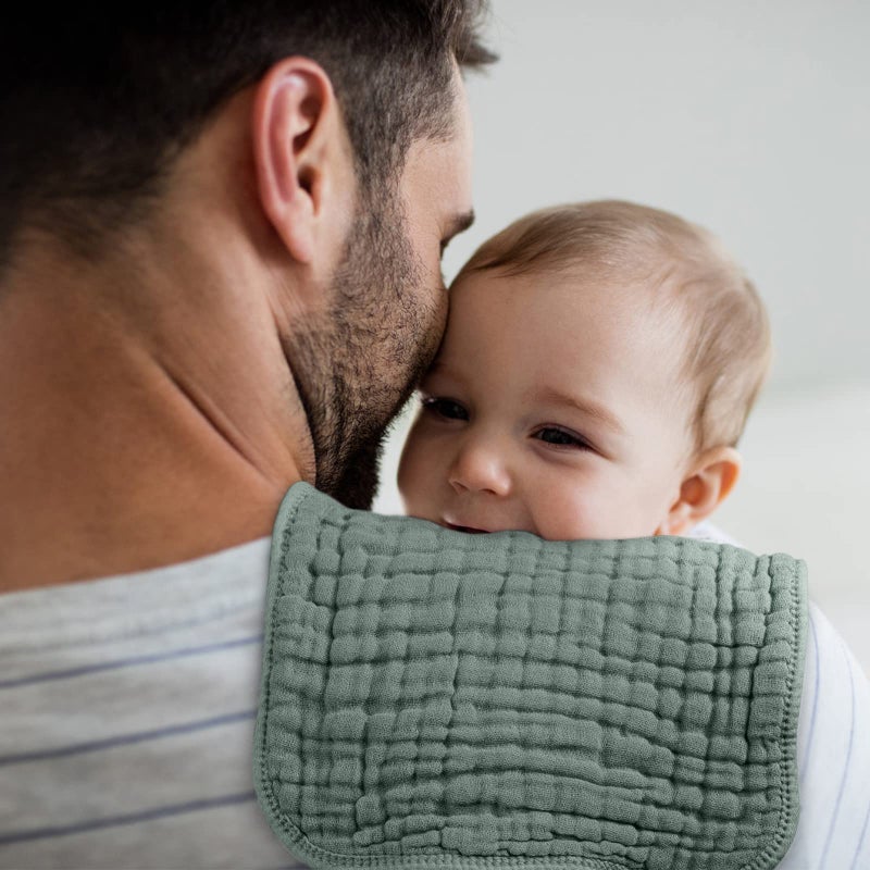 Looxii Muslin Burp Cloths 100% Cotton Large 20''x10'' Extra Soft and Absorbent 6 Pack Baby Burping Cloth for Boys Girls (Dark Green) - Image 4