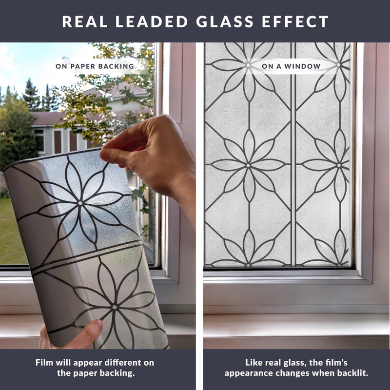 Artscape Daisy 36 x 72 Inch Window Film, Made in USA â€“ Provides Privacy, Non-Adhesive, Textured Leaded Glass Pattern, UV Protection, Easy to Apply and Removable - Image 5