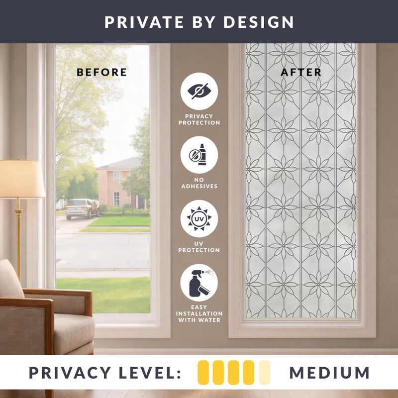 Artscape Daisy 36 x 72 Inch Window Film, Made in USA â€“ Provides Privacy, Non-Adhesive, Textured Leaded Glass Pattern, UV Protection, Easy to Apply and Removable - Image 3