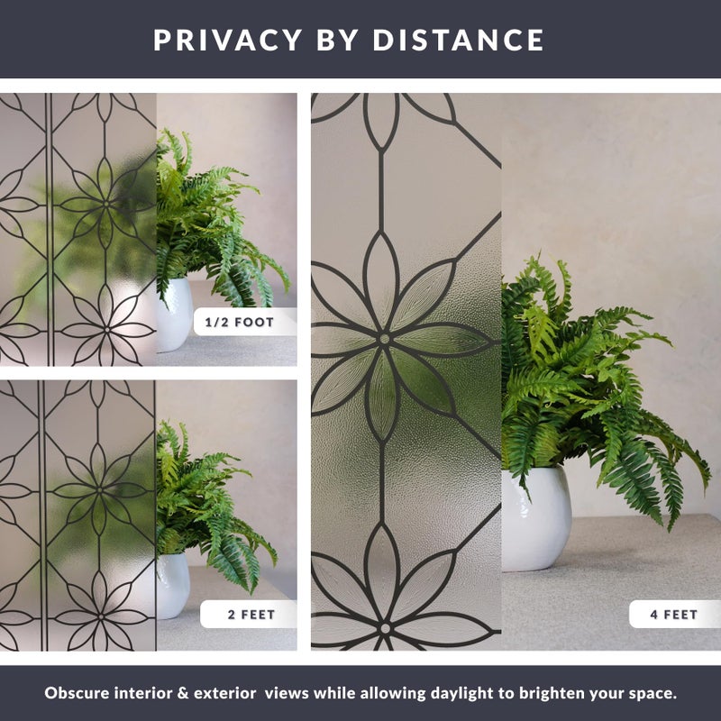 Artscape Daisy 36 x 72 Inch Window Film, Made in USA â€“ Provides Privacy, Non-Adhesive, Textured Leaded Glass Pattern, UV Protection, Easy to Apply and Removable - Image 4