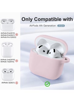 Generic Soft Silicone Full Protective Case Cover for Apple AirPods 4 Case with Keychain Case Accessories for Women Men (Pink Sand)  - Image 4