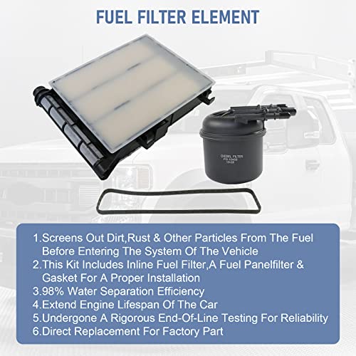 DICMIC Fuel Filter Element Compatible with 2017-2020 Ford F250 F350 F450 F550 Super Duty 6.7L V8 Diesel Engine Replace# FD-4624, FD-4625, HC3Z-9N184-B - Image 2