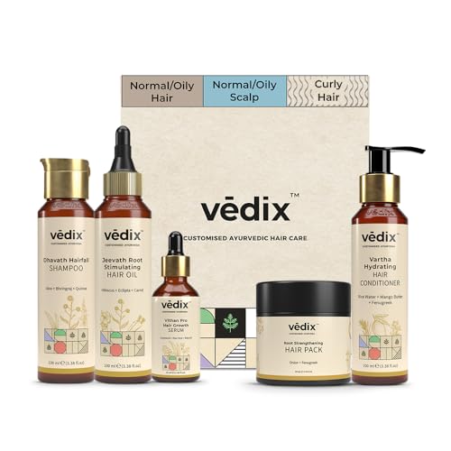 Vedix Customized Ayurvedic Hair Care Kit for Normal - Oily Scalp & Wavy To Curly Hair - Image 1