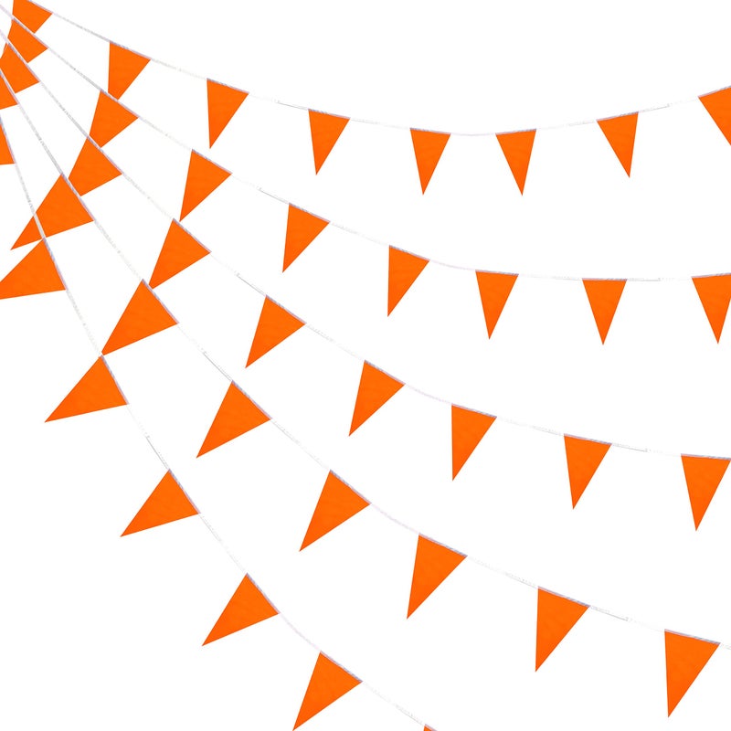 Consummate 100 Feet Orange Pennant Banners Flags String Hanging Triangle Bunting Flags for Grand OpeningKids BirthdayParty Decorations60 PCS