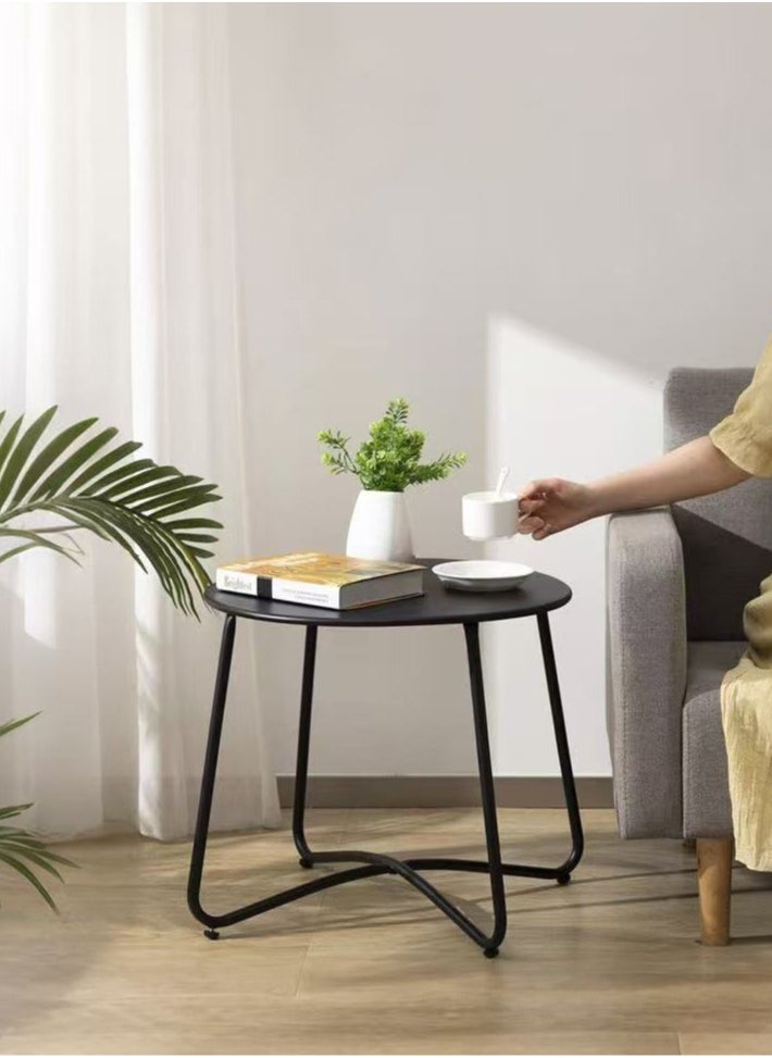 XiuWoo Nordic Style Round Coffee Table Side End Table Durable Metal Frame Furniture Small Space Tea Corner Table for Living Room Bedroom Patio Garden  - Image 1