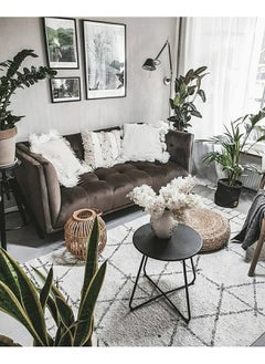XiuWoo Nordic Style Round Coffee Table Side End Table Durable Metal Frame Furniture Small Space Tea Corner Table for Living Room Bedroom Patio Garden  - Image 3