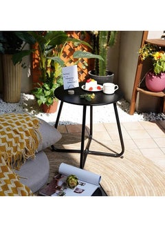 XiuWoo Nordic Style Round Coffee Table Side End Table Durable Metal Frame Furniture Small Space Tea Corner Table for Living Room Bedroom Patio Garden  - Image 2