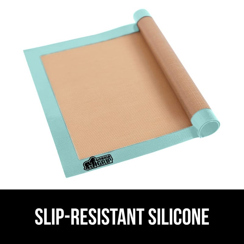 GORILLA GRIP Reusable Nonstick Silicone Baking Mat, 2-Pack, BPA-Free Oven Safe Food Liner for Toaster Ovens, Mini Cookie Sheets, Easy Clean, Holiday Baking Essentials, 11.75x8.25, Quarter Sheet, Mint - Image 5