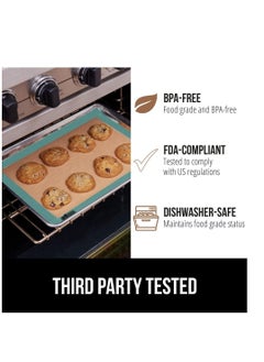 Gorilla Grip Gorilla Grip Reusable Nonstick Silicone Baking Mat, 2 Pack, BPA-Free Oven Safe Food Liner, For Cookie Sheets, Toaster Ovens, Easy Clean Pastry Mats, Kitchen Essential, 11.75"x8.25" Quarter Sheet, Mint  - Image 5