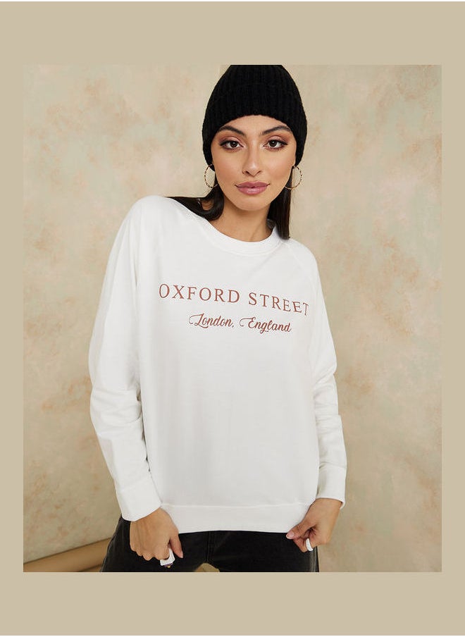 Styli - Regular Length Embroidered Slogan Regular Fit Sweatshirt - Image 1