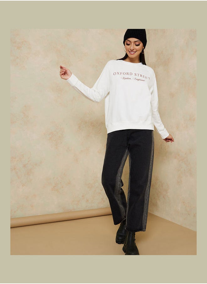 Styli - Regular Length Embroidered Slogan Regular Fit Sweatshirt - Image 1