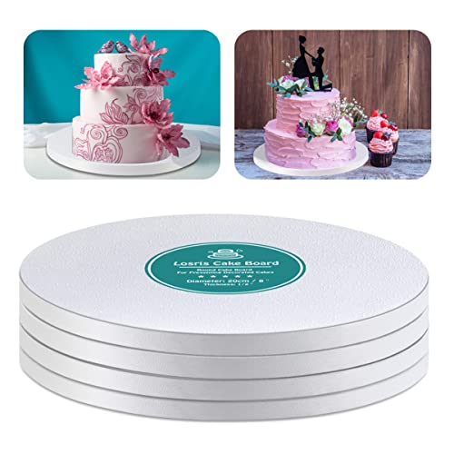 Losris White Cake Drums Round 14 Inch Cake Boards with 1/2-Inch Thick Smooth Edges for Multi Tiered Birthday Wedding Party Cakes Drum Board - Image 1