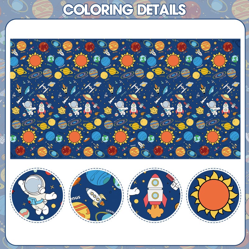 Litmitfu Large Outer Space Coloring Tablecloth - Giant Solar System Theme Colorable Paper Poster, Galaxy Activity Games Table cloth for Space Birthday Party Decorations Supplies Favors Crafts Gifts, 54x108 In - Image 4