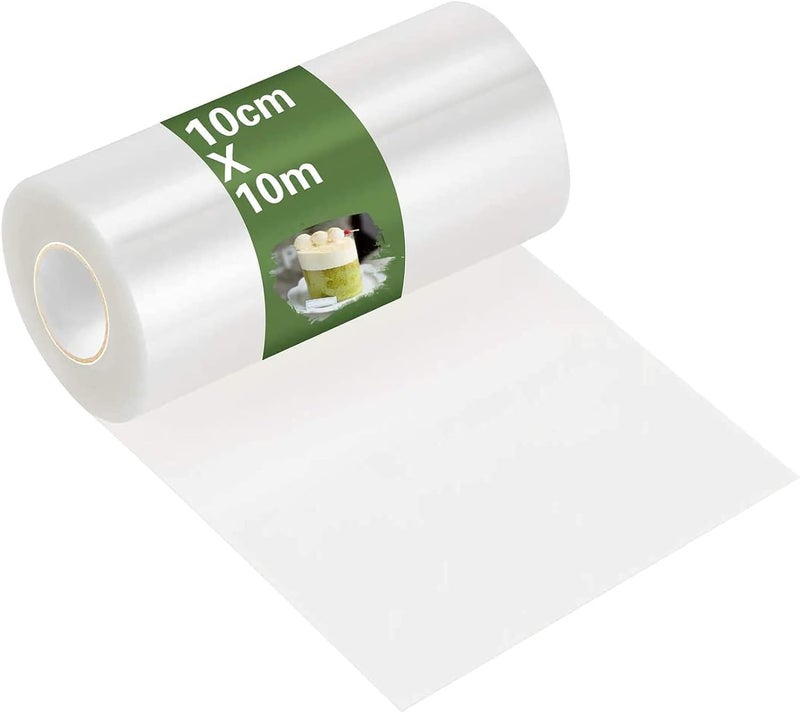 NIERBO Cake Collars 10cm x 10m Mousse Cake Collar Clear Acetate Strips, Transparent Acetate Roll, Mousse Cake Sheet for Chocolate Mousse Baking, Cake Decorating, Cake Sculpting & Modeling Tools - Image 1
