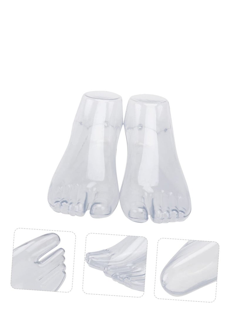 Generic 1 Pair Plastic Feet Foot Model Shoes Socks Sandal Support Shaper Tool Female Mannequin Foot Display Jewelry Sandal Shoe Sock Display Transparent  - Image 2
