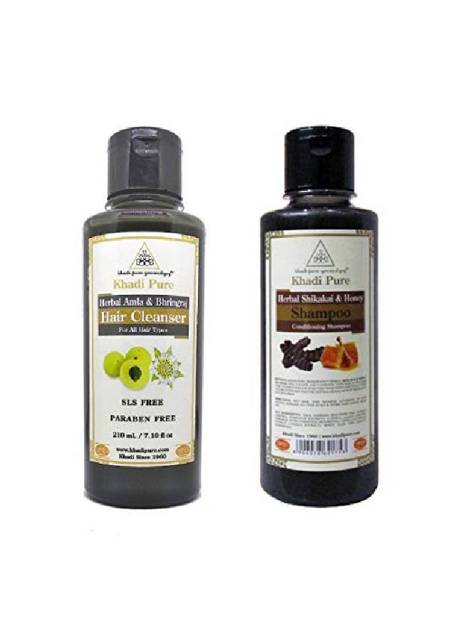 Khadi Pure Amla Bhringraj Sls & Shikakai Honey Shampoo;Hair Cleanser 210 ml (Pack of 2)  - Image 2