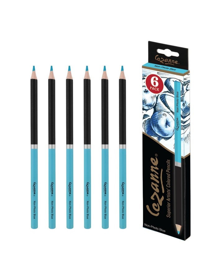 سيزان أقلام تلوين فاخرة من Creative Mark Cezanne، لون أزرق غير قابل للتصوير، عبوة من 6 قطع - أقلام رسم عالية الصبغة - أقلام تلوين للرسم والمخططات والتخطيطات والمزيد - Image 1