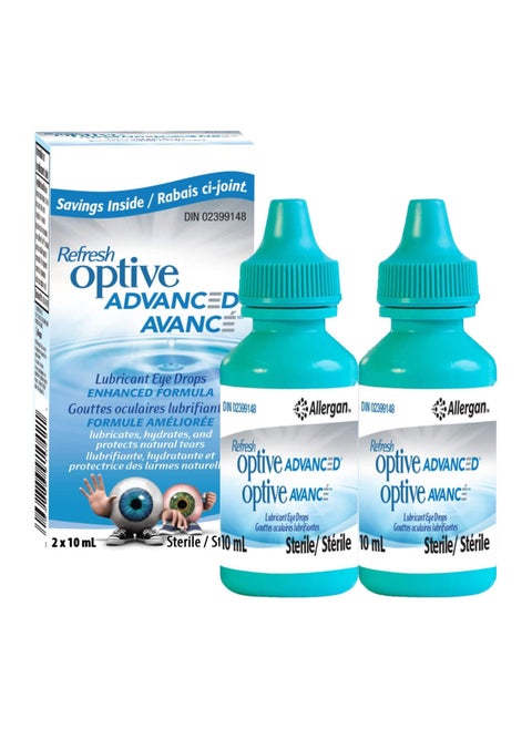 Refresh Optive Advanced Lubricant Eye Drops 2 x 10 ml