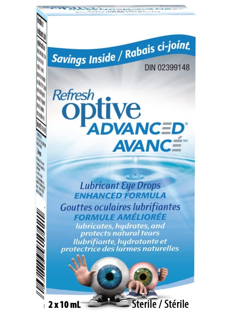 Refresh Optive Advanced Lubricant Eye Drops 2 x 10 ml
