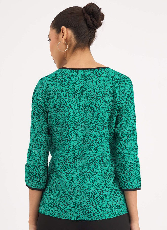 SALT ATTIRE Floral Print Keyhole Neck Top - Image 4