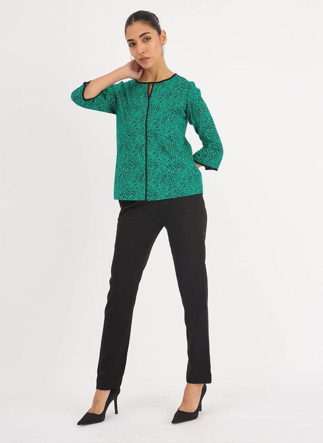 SALT ATTIRE Floral Print Keyhole Neck Top - Image 5