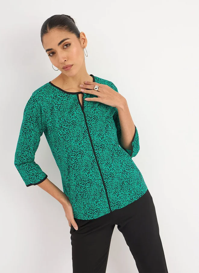 Salt Attire  SALT ATTIRE Floral Print Keyhole Neck Top for Women | Best Price UAE