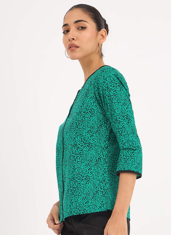 SALT ATTIRE Floral Print Keyhole Neck Top - Image 3