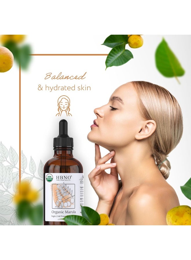 hbno HBNO Organic Marula Oil - Huge 4 oz (120ml) Value Size - USDA Certified Organic Marula Seed Oil, Cold Pressed for Face, Body, Lips, Shampoo & Conditioner  - Image 5
